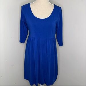 Garnet Hill royal blue elbow sleeve fit & flare knit dress size Small